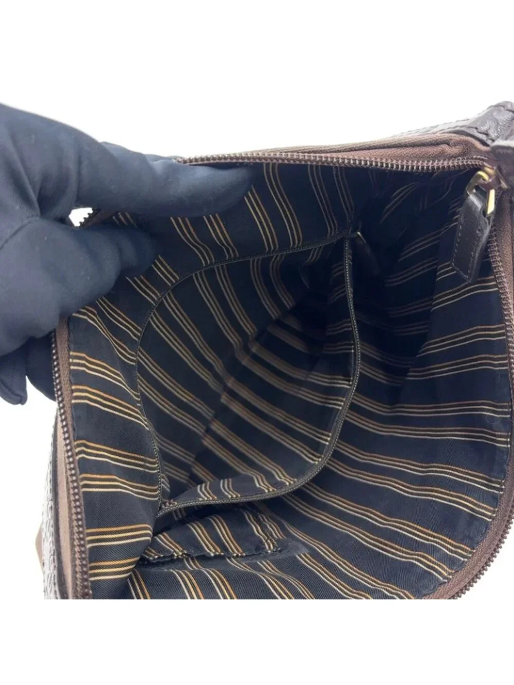 ★SOLD★ Gucci Limited Guccissima Leather Canvas Dark Brown Shoulder Bag Silver - Picture 7 of 15